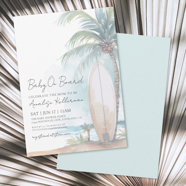 Beach Surf Baby On Board Summer Baby Shower Invitation (Beach Surf Baby On Board Summer Baby Shower Invitation)