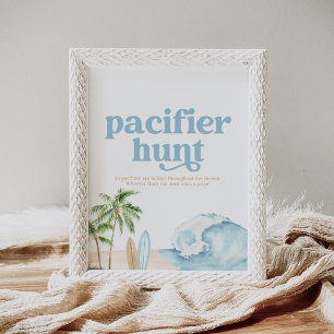 Beach Surf Baby Shower Pacifier Hunt Sign