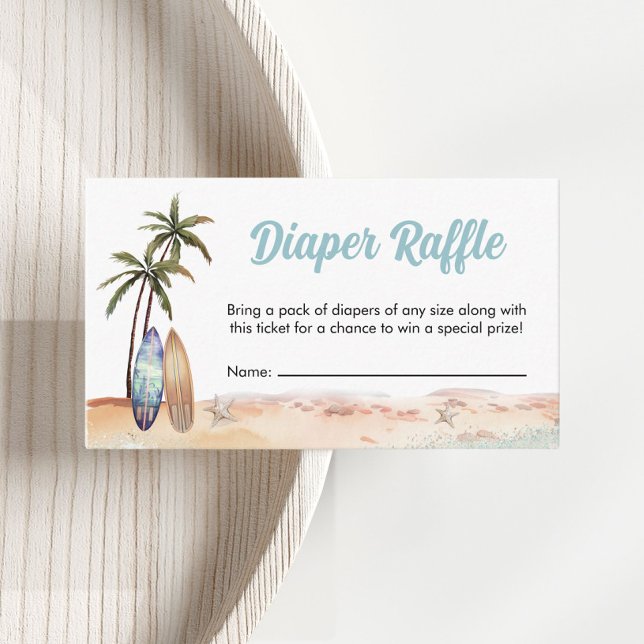 Beach Surf Boards Diaper Raffle Baby Shower Enclosure Card (Creator Uploaded)