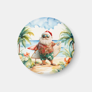 Beach Surf Christmas Party with Santa Claus Magnet