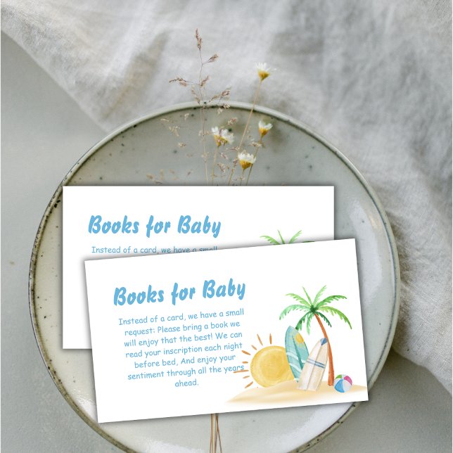 Beach Surf Sun Palm Tree Books For Baby Shower  Enclosure Card (Beach Surf Sun Palm Tree Books For Baby Shower Enclosure Card)