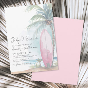 Beach Surfboard Baby On Board Summer Baby Shower Invitation