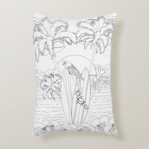 Beach Surfboards Adult Colouring Pillow