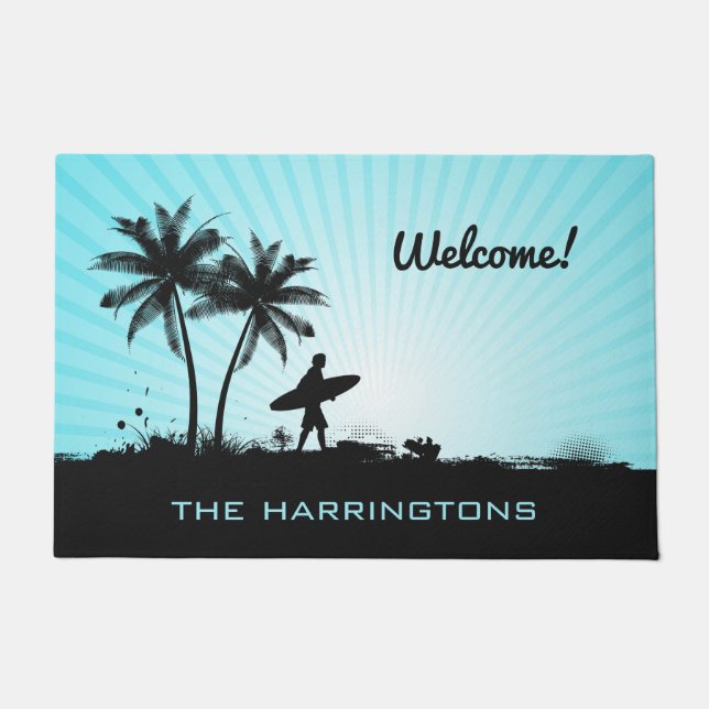 Beach Surfer custom name door mats (Front)