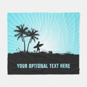 Beach Surfer custom text fleece blanket