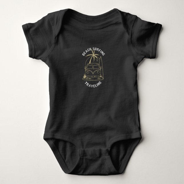 Beach Surfing Baby Bodysuit (Front)