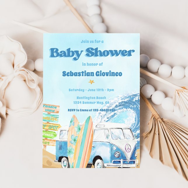 Beach Surfing Baby Shower Invitation (Creator Uploaded)