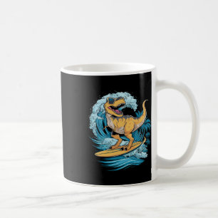 Beach Surfing Dinosaur T-rex Surfer Coffee Mug