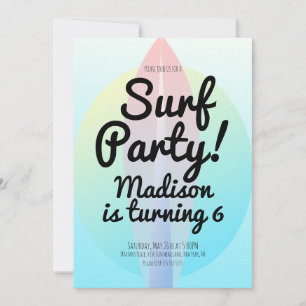 Beach Surfing Party Ombre Blue Invitation