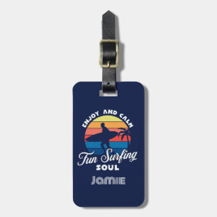 Beach surfing soul, fun cool custom personalise luggage tag