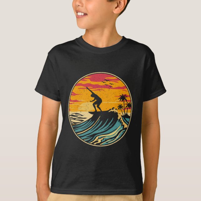 Beach Surfing Surfboard Tees Vintage Surfer Retro  (Front)