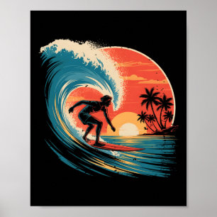 Beach Surfing Surfboard Vintage Retro Surfboarder  Poster
