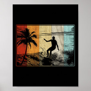 Beach Surfing Surfboard Vintage Retro Surfboarder  Poster