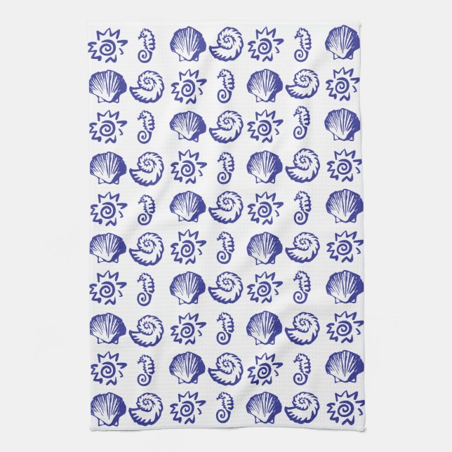 Beach symbols tea towel (Vertical)