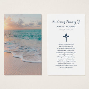 Beach Sympathy Funeral Memorial Prayer Cards