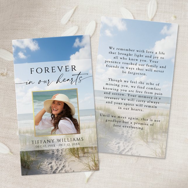 Beach Sympathy Funeral Photo Prayer Card (Creator Uploaded)