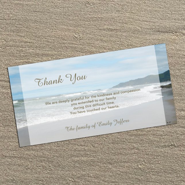 Beach Sympathy Thank You Memorial Photo Card (Creator Uploaded)