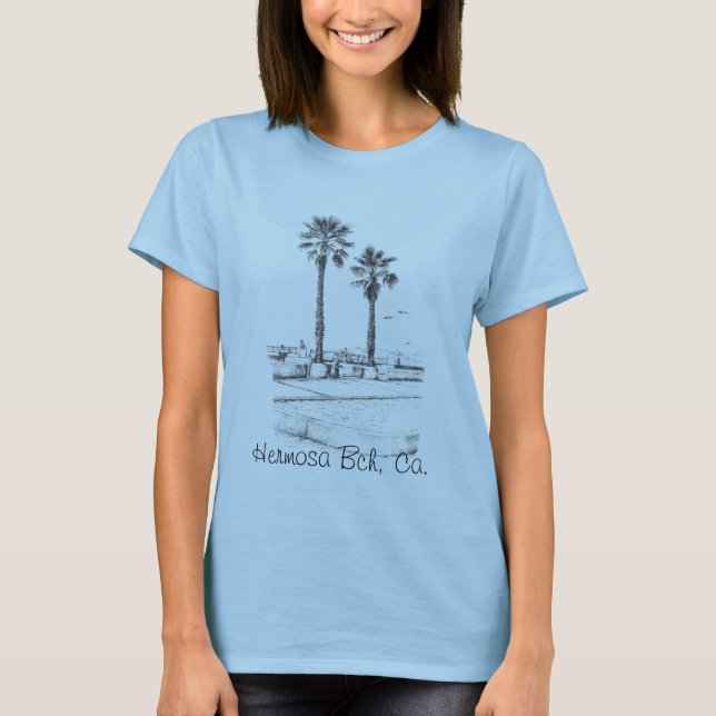Beach Tennis, Hermosa Bch, Ca. T-Shirt (Front)