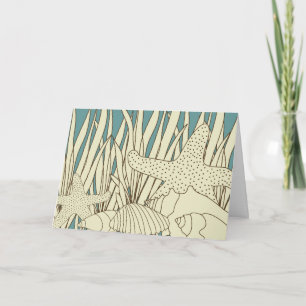 Beach Thank You Card - Blue, Brown & Cream