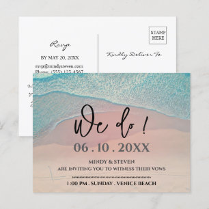 Beach Theme Budget Wedding Invitation Postcard