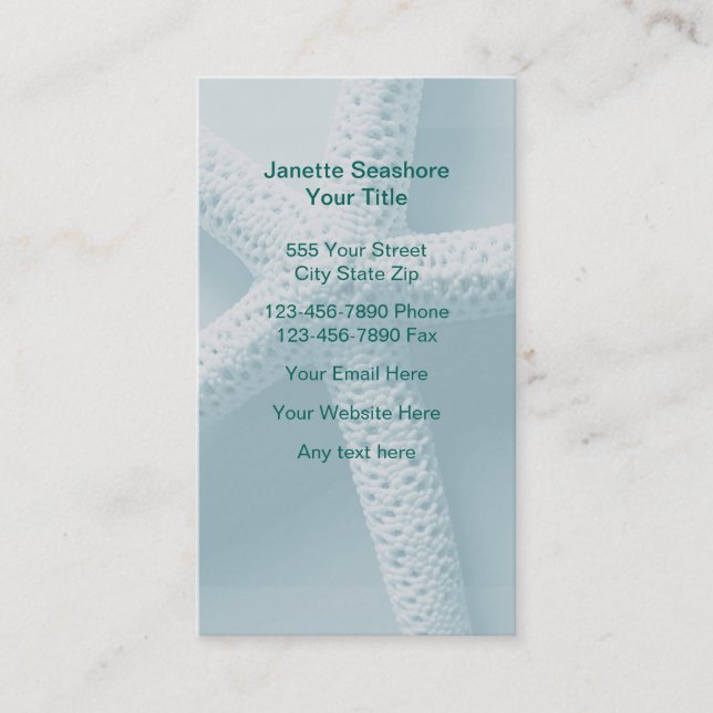 Beach Theme Business Cards (Front)