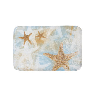 Beach Theme Coastal Starfish Print   Bath Mat