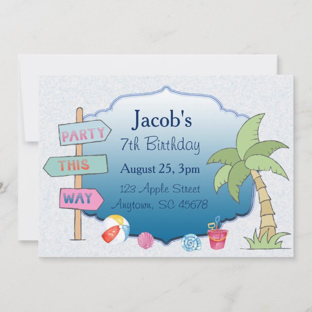 Beach Theme Custom Invitation (Front)