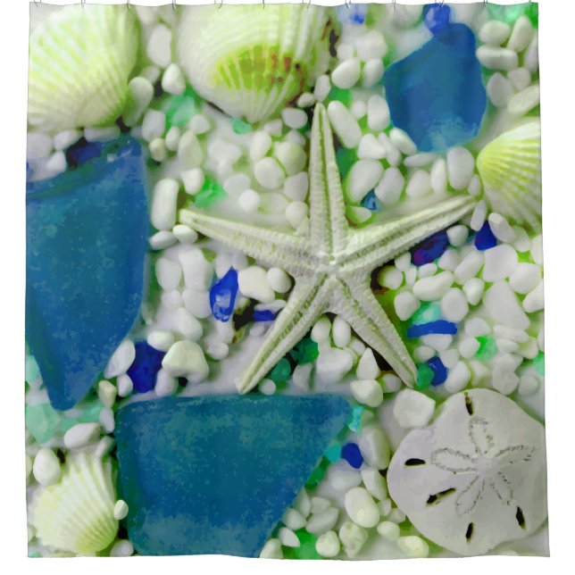 Beach Theme Design Shower Curtain (Front)