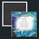 Beach Theme Dolphin Wedding Save The Date Magnet<br><div class="desc">This beautiful save the date magnet is a stylish,  long lasting way to announce your big day. Personalise the magnet by changing the text in the fields provided. You can change font style,  size,  and colour.</div>