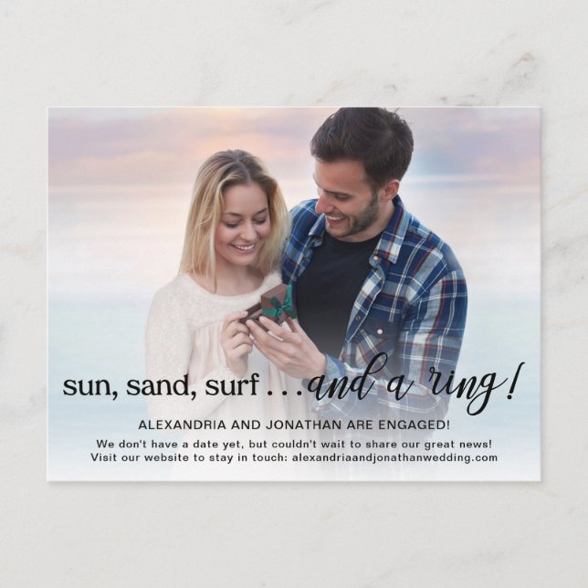 Beach Theme Engagement Announcement Photo Postcard (Front)