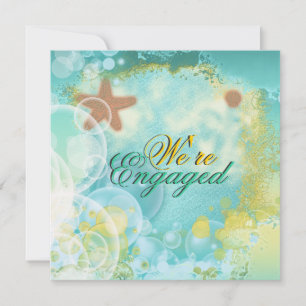 Beach theme engagement elegant invitation