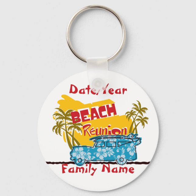 Beach Theme Family Reunion Personalised Keychain (Front)