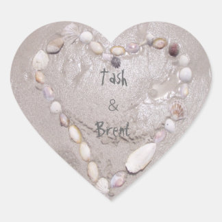 Beach theme heart sticker