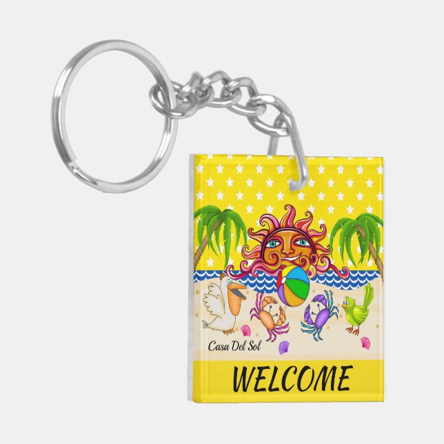 Beach Theme Keychain See Both Sides (Front Left)
