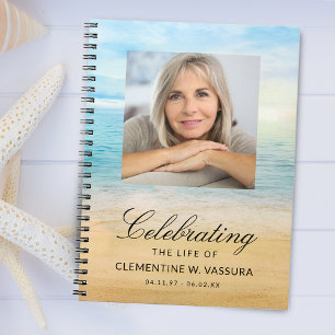 Beach Theme Memorial Funeral Photo Guest Notebook