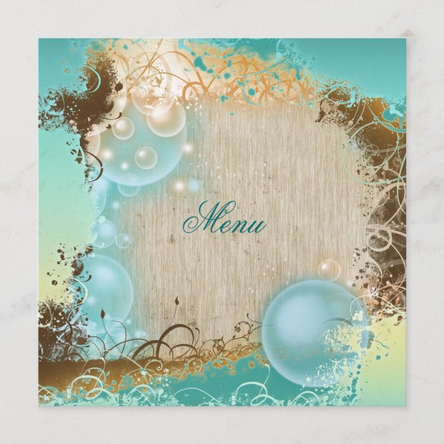 Beach theme menu elegant party (Front)