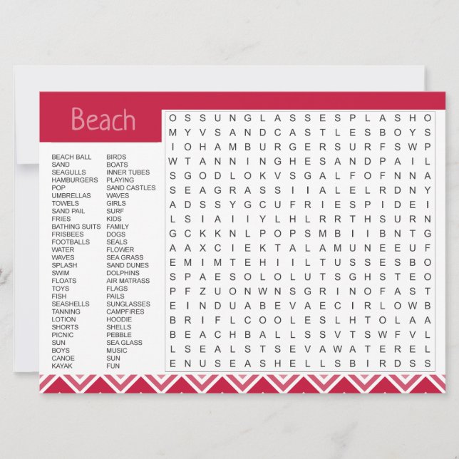 Beach Theme Missing You Game Card (Front)