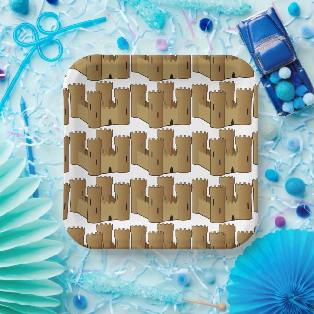 Beach Theme Party Sandcastle Paper Plates (Party)