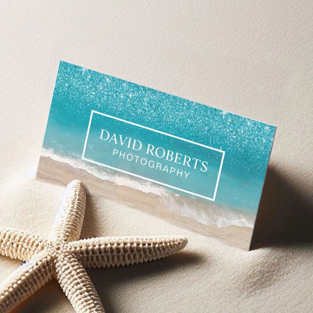 Beach Theme Photography Modern Photographer Business Card (Creator Uploaded)