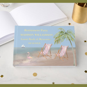 Beach Theme Retirement Party Real Gold Foil  Guest Book