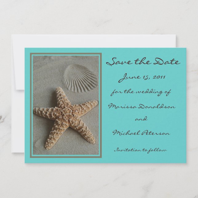 Beach Theme Save the Date Invitation Card (Front)