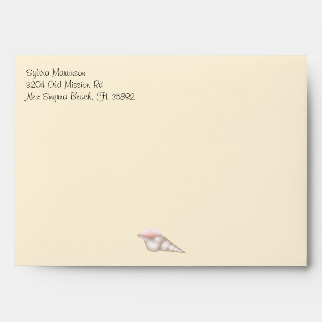 Beach Theme Sea Shells Floral Rings Envelope (Front)