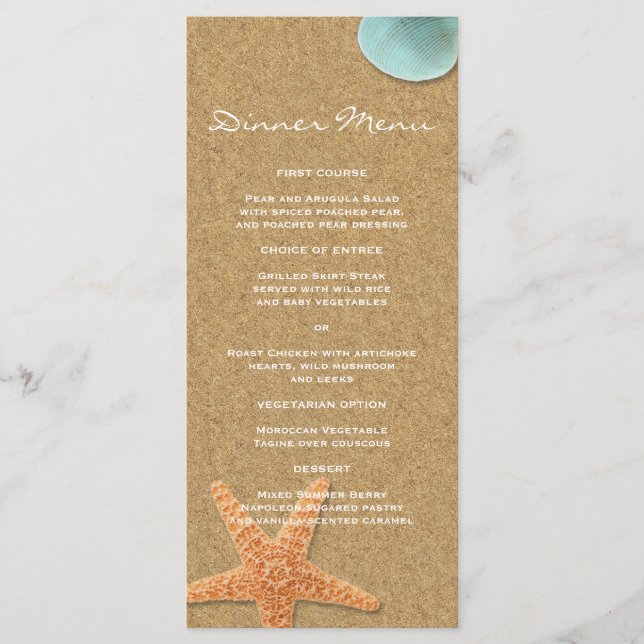 Beach Theme Slim Dinner Menu (Front)
