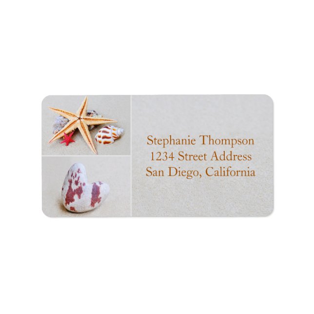 Beach Theme Starfish and Heart Address Label (Front)