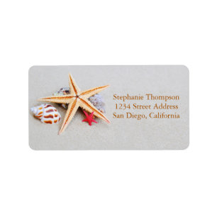 Beach Theme Starfish and Seashell Address Label
