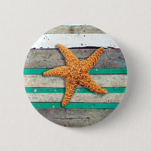 Beach Theme Starfish Wedding Rustic 6 Cm Round Badge