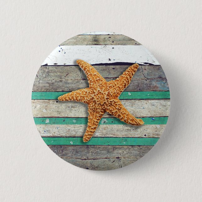 Beach Theme Starfish Wedding Rustic 6 Cm Round Badge (Front)