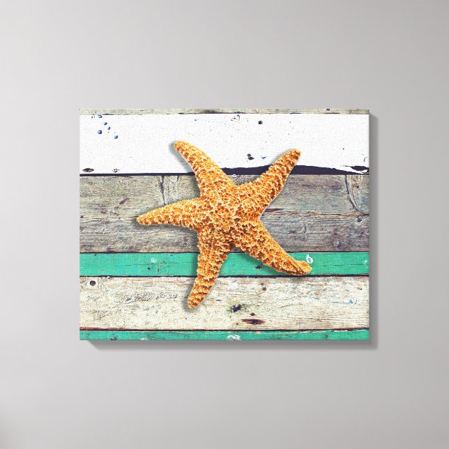 Beach Theme Starfish Wedding Rustic Canvas Print (Front)