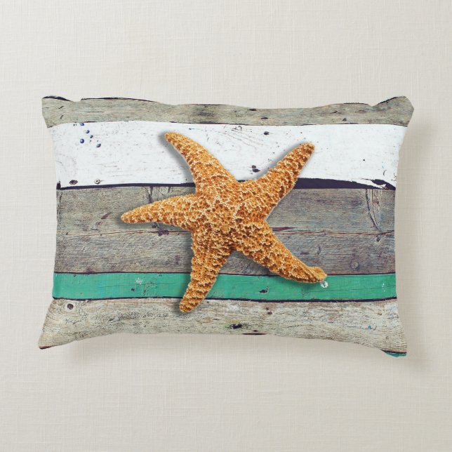 Beach Theme Starfish Wedding Rustic Decorative Cushion (Back)