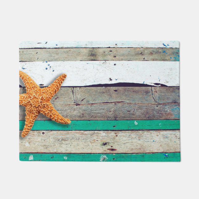 Beach Theme Starfish Wedding Rustic Doormat (Front)